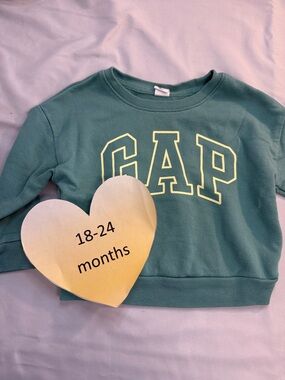 GAP Kids - Teal Sweatshirt with Crew Neck and Yellow GAP Logo